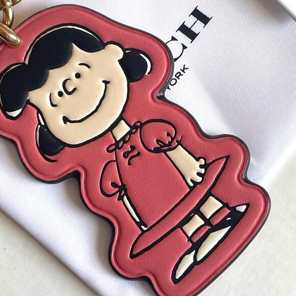 Coach x Peanuts Lucy Leather Bag Charm Keychain CBG58 Pink 2025 Anniversary - Picture 4 of 8